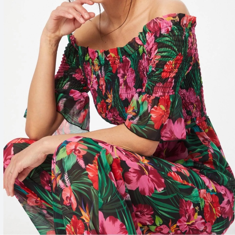NWT🌺Patrizia Pepe Multi-Color Off Shoulder Floral Jumpsuit. Size 6